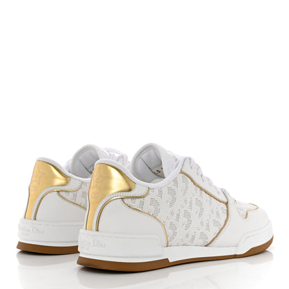 Christian Dior Calfskin Oblique Laser Perforated Dior One Low Sneakers 39.5 Off White Gold 4 of 9