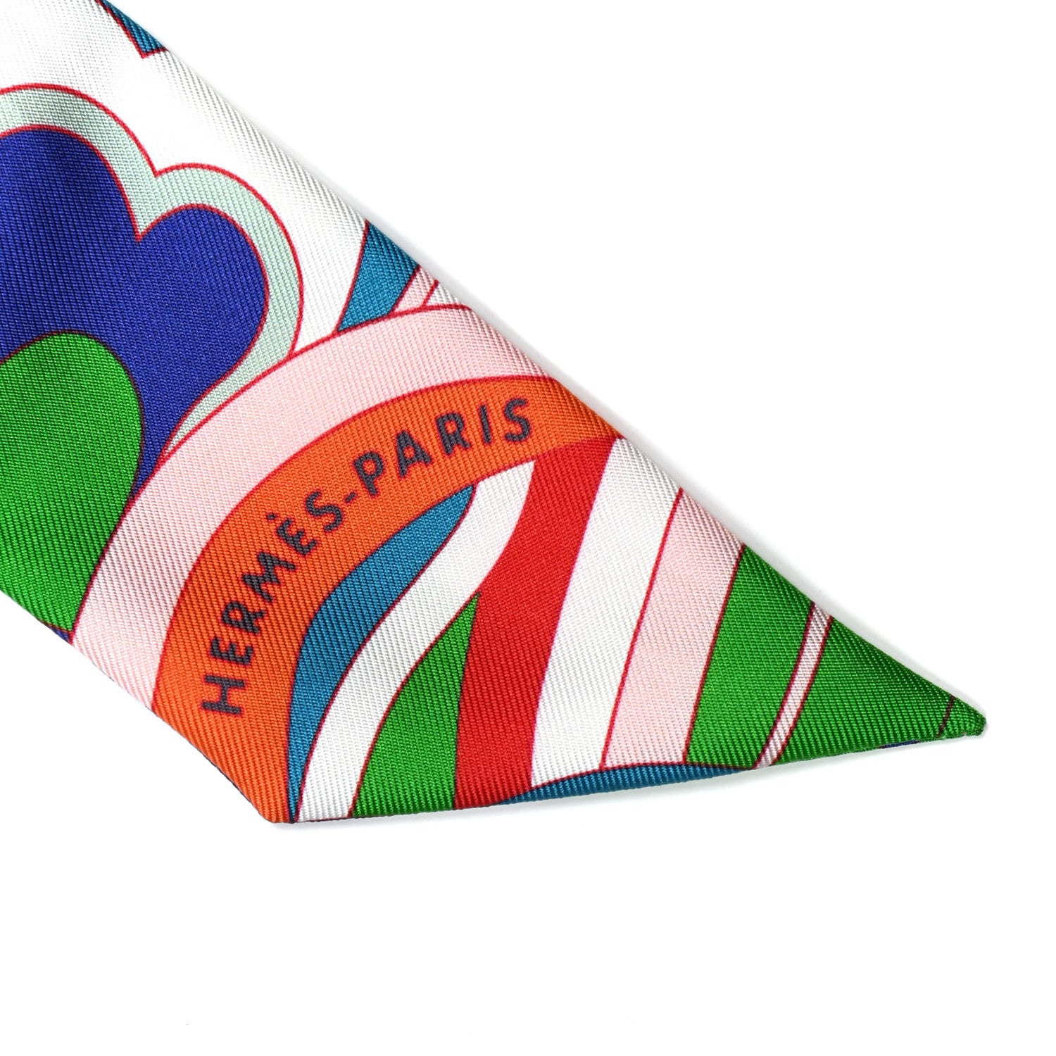 Hermes Silk Faubourg Rainbow Twilly Rose Pale Rouge Vert 2 of 4