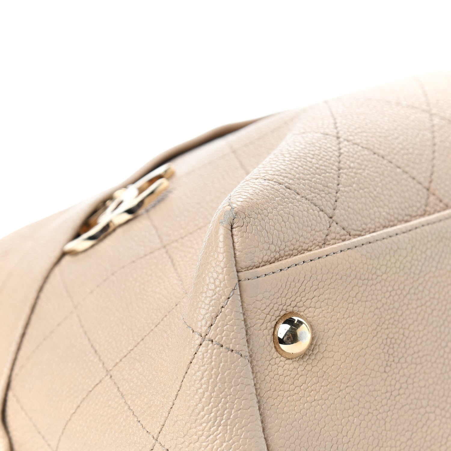 Chanel Caviar Stitched Shopping Tote Beige 9 of 14
