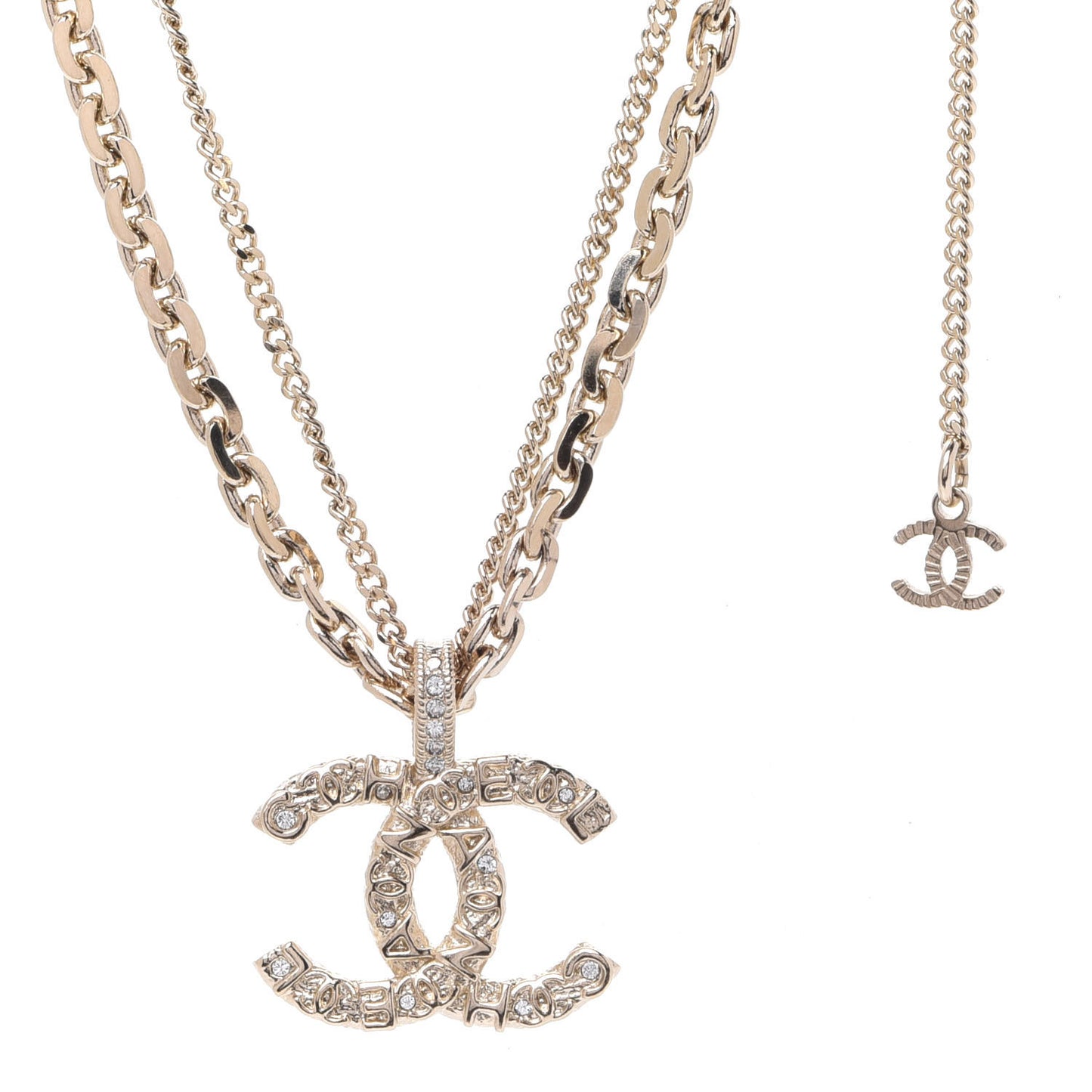 Crystal CC Multi Strand Chain Necklace Gold