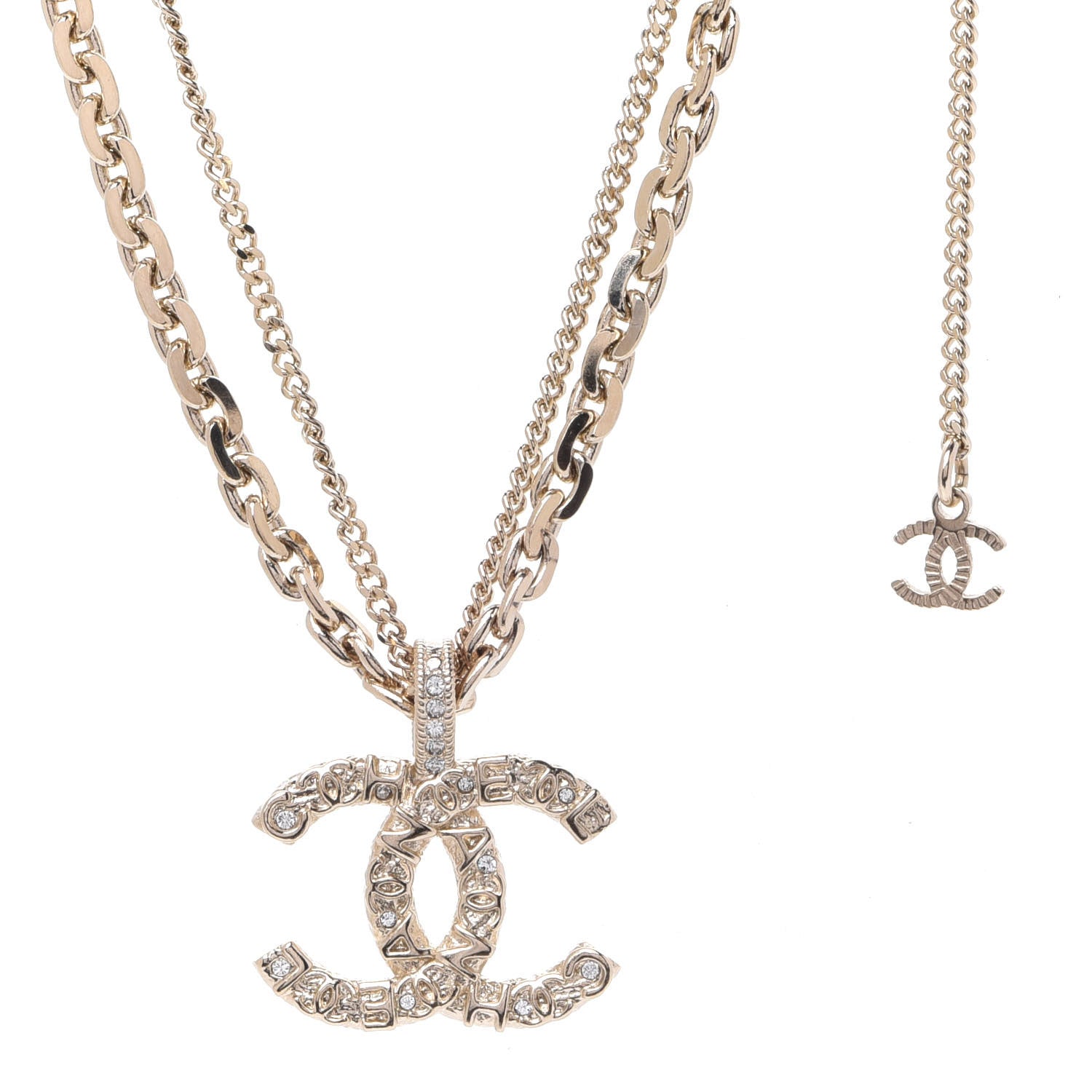 Chanel Crystal CC Multi Strand Chain Necklace Gold 4 of 6
