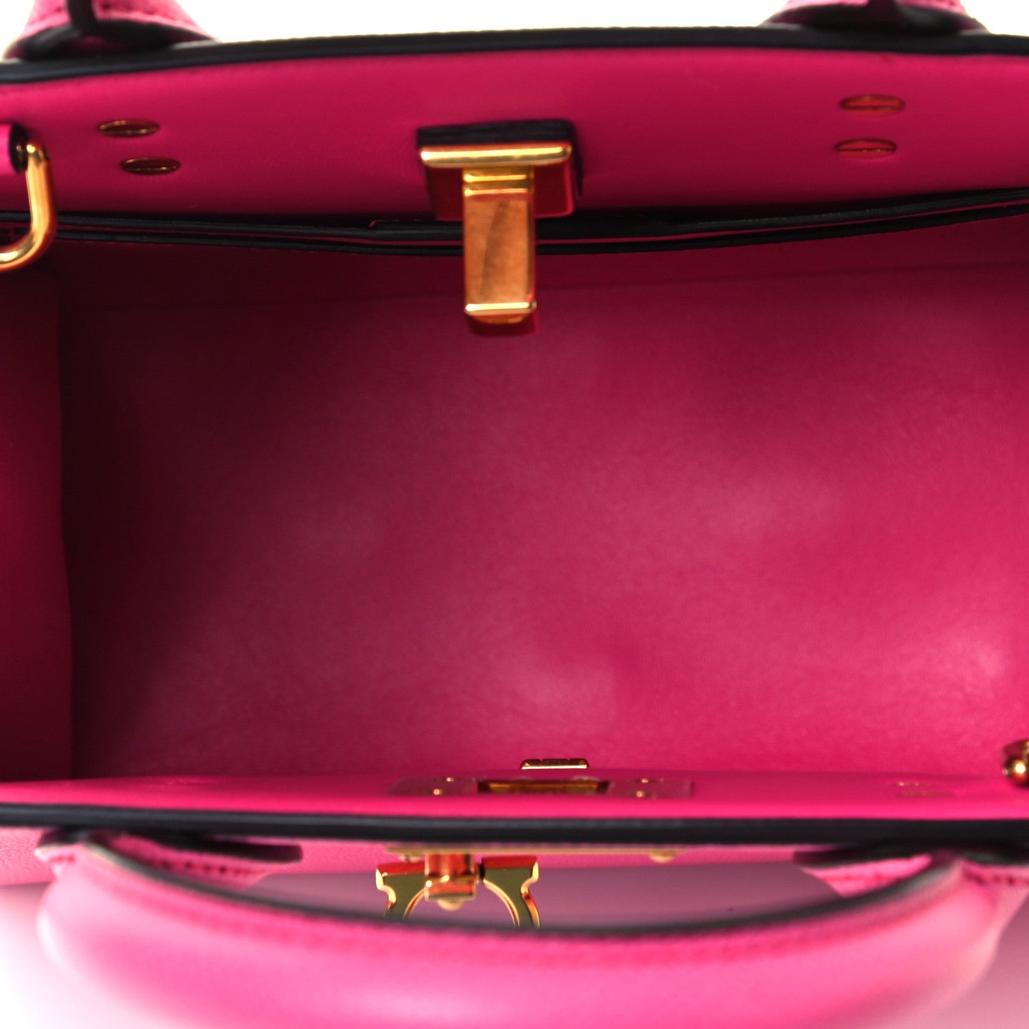 Salvatore Ferragamo Hammered Calfskin Small The Studio Box Bag Hot Pink 4 of 7