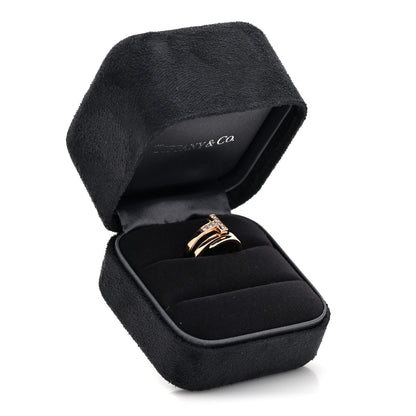 Tiffany 18K Rose Gold Diamond T Square Wrap Ring 48 4.5 5 of 5