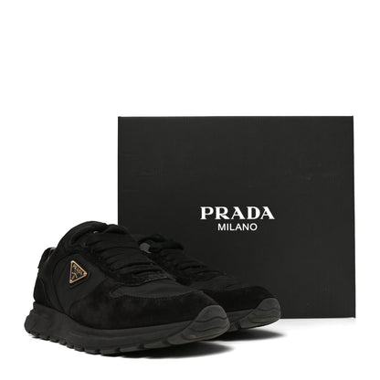 Prada Re-Nylon Suede Metal Triangle Sneakers 38 Black 9 of 9