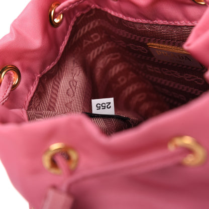 Prada Saffiano Tessuto Nylon Mini Bucket Crossbody Bag Pink 9 of 10