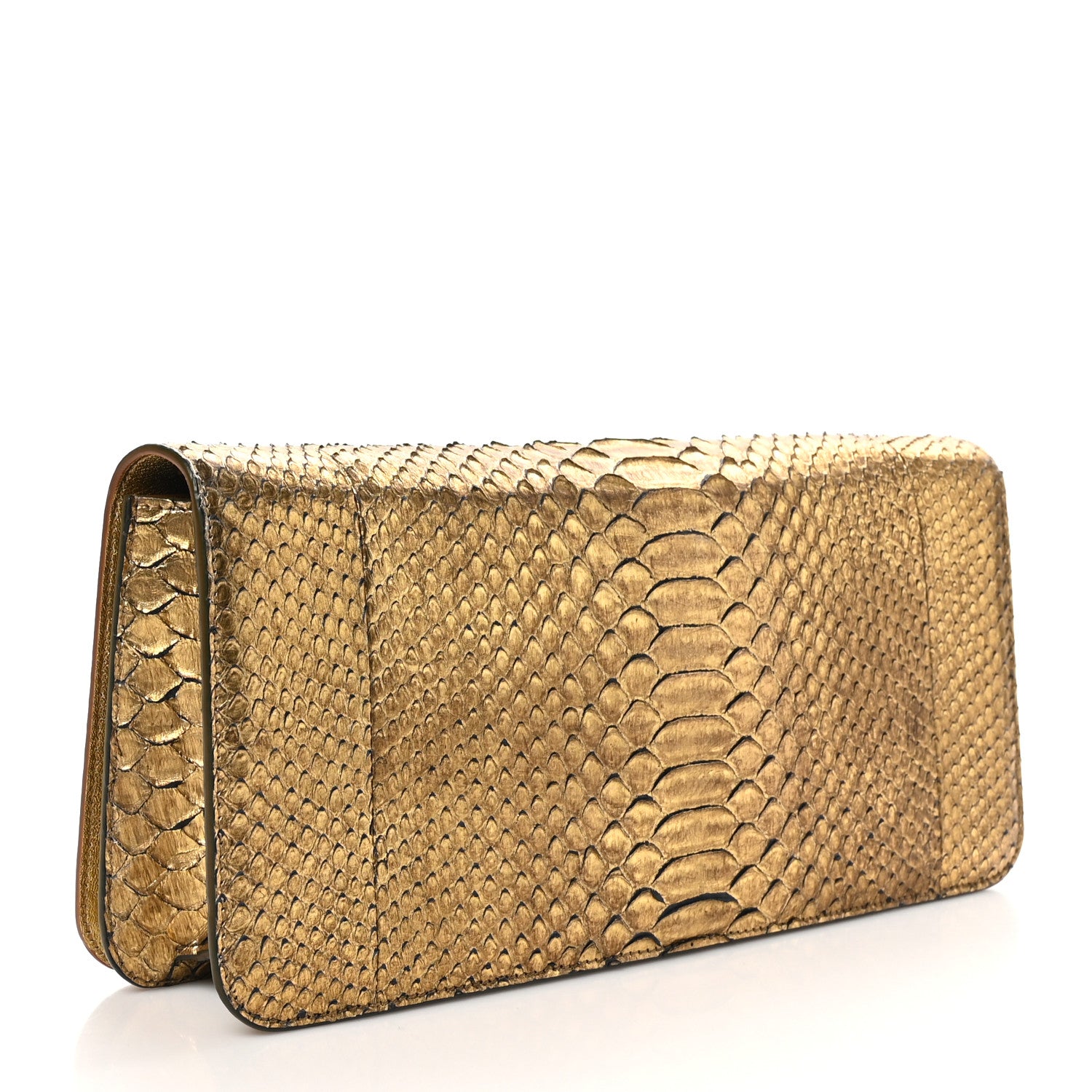 Tom Ford Metallic Snakeskin Natalia East-West Shoulder Bag Gold 3 of 9