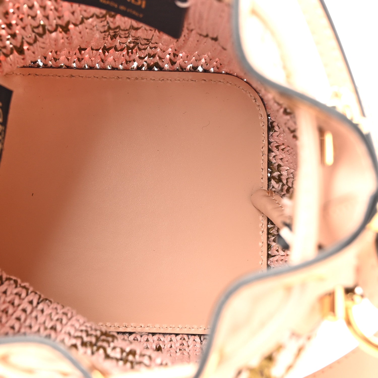 Fendi Raffia Vitello King F is Fendi FF Crochet Mini Mon Tresor Bucket Bag Natural Light Rose 5 of 10