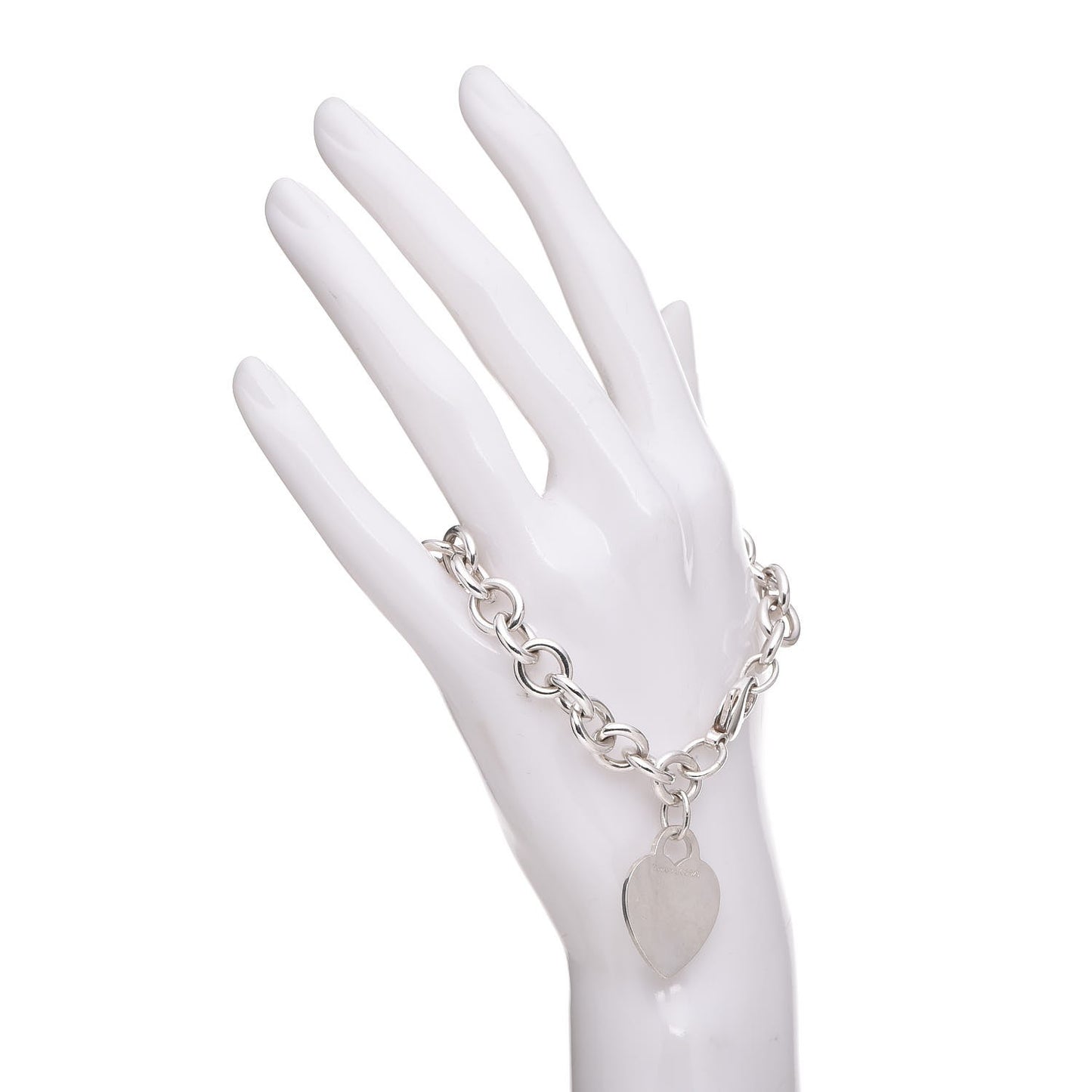 Sterling Silver Heart Tag Charm Bracelet