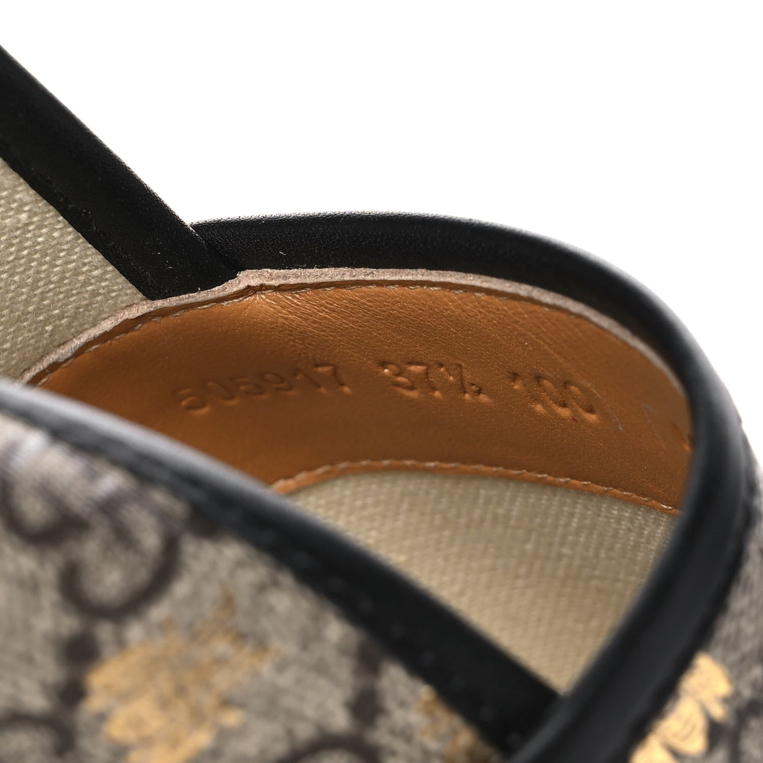 Gucci GG Supreme Monogram Bees Espadrille Flats 37.5 Beige Ebony Oro Black 9 of 10