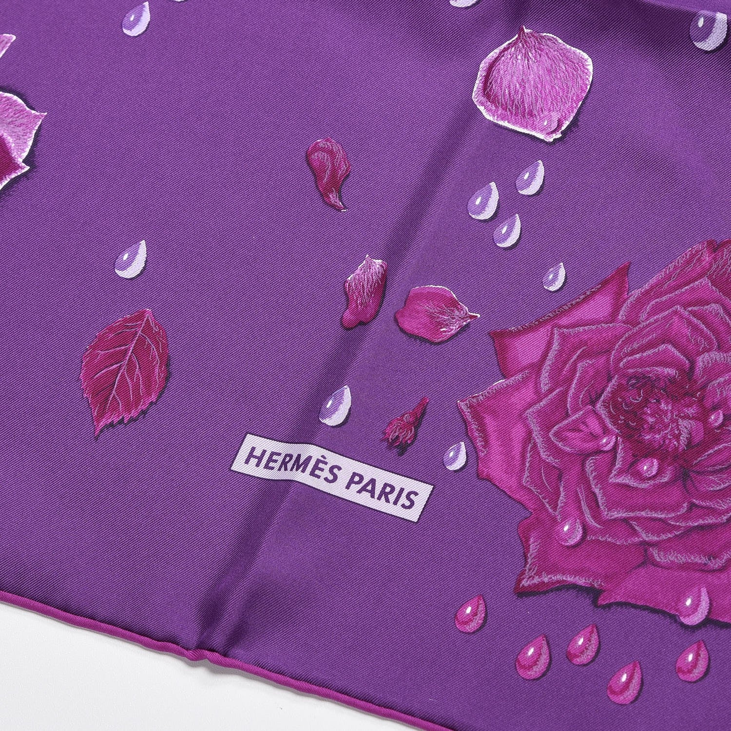 Hermes Silk La Rosee Scarf 90 Ultra Violet Parme Bougainville 3 of 6