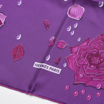 Hermes Silk La Rosee Scarf 90 Ultra Violet Parme Bougainville 3 of 6