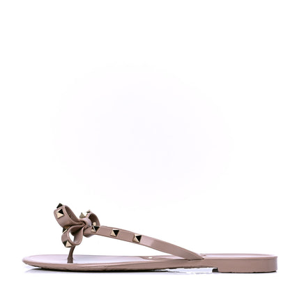 Valentino Garavani PVC Jelly Rockstud Bow Thong Sandals 41 Poudre 1 of 4