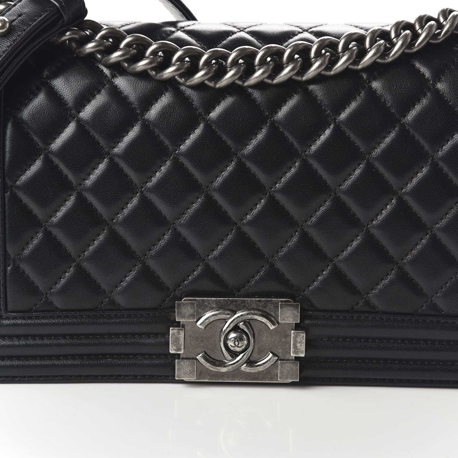 Chanel Lambskin Quilted Medium Boy Flap Black 11 of 12