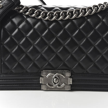 Chanel Lambskin Quilted Medium Boy Flap Black 11 of 12