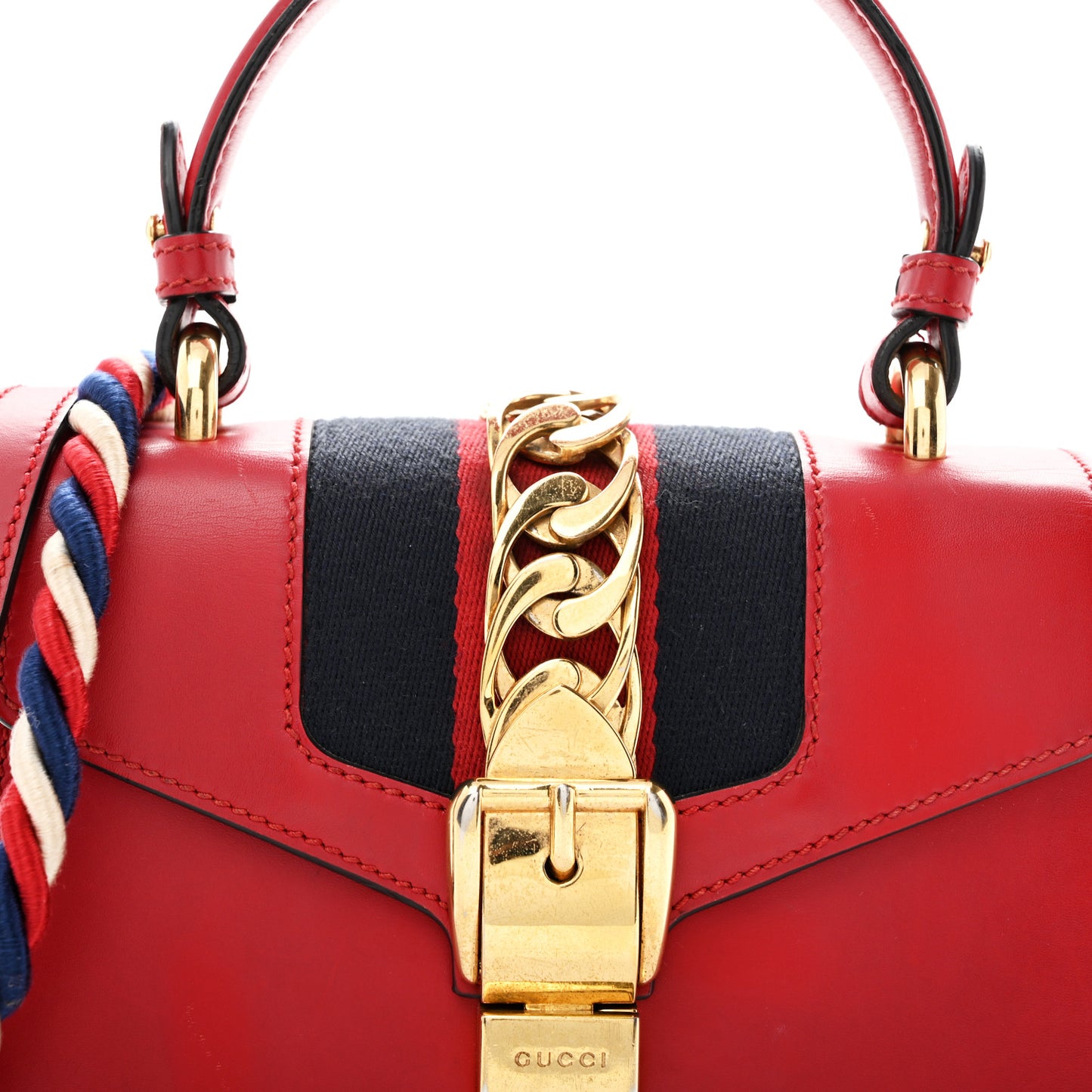 Calfskin Mini Sylvie Top Handle Bag Hibiscus Red