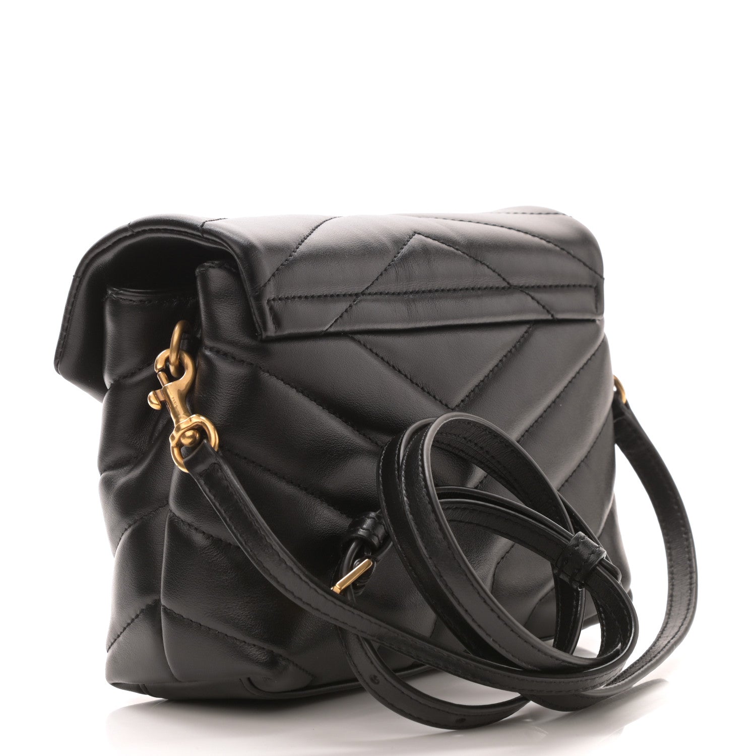 Saint Laurent Calfskin Y Quilted Monogram Toy Loulou Crossbody Bag Black 3 of 9