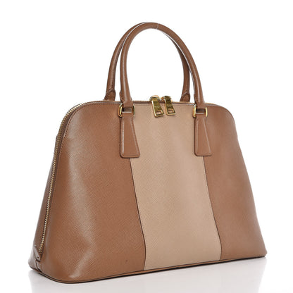 Prada Saffiano Lux Bi-Color Promenade Tote Nocciolo Visone 3 of 7