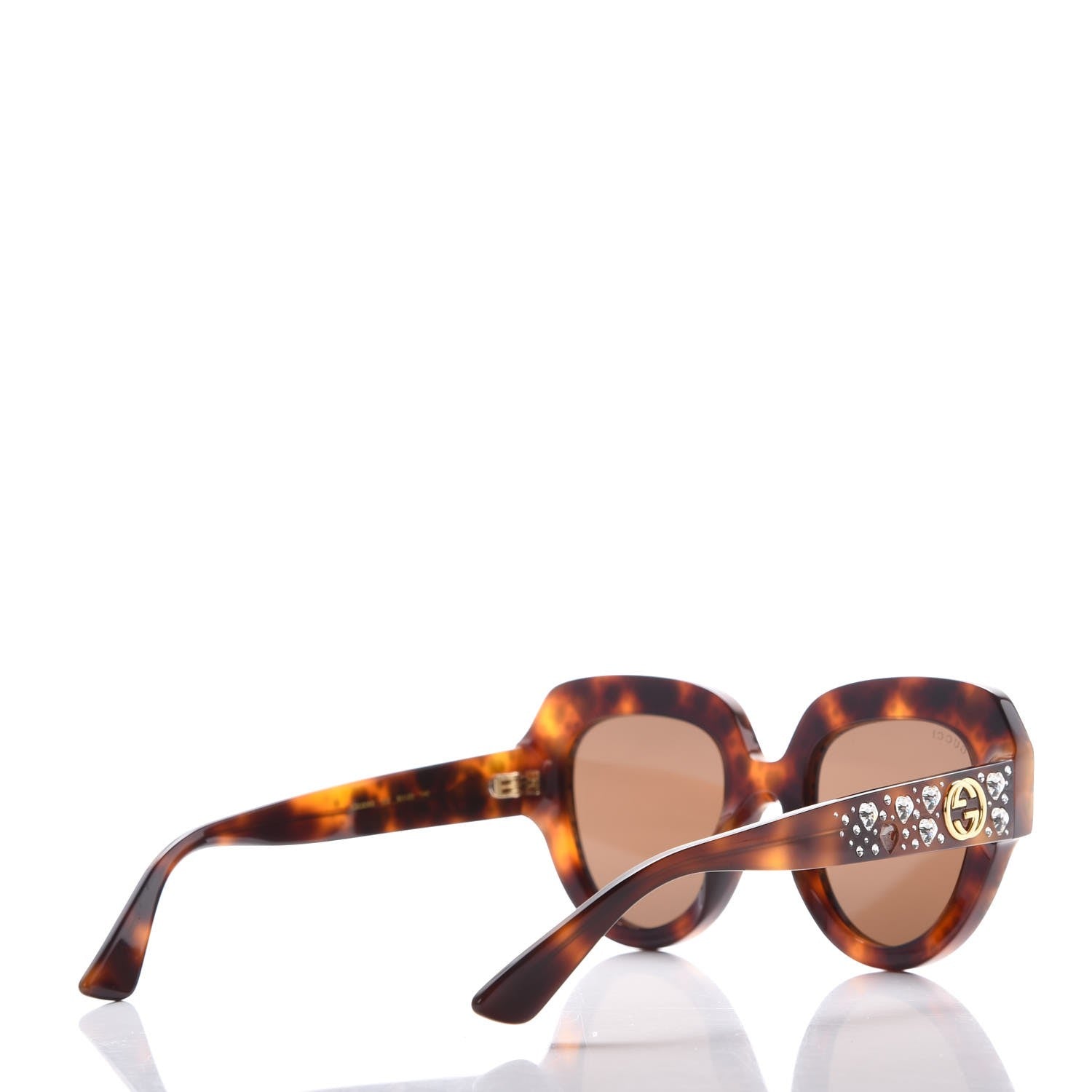 Gucci Crystal Cat Eye Sunglasses GG0308S Havana 4 of 7
