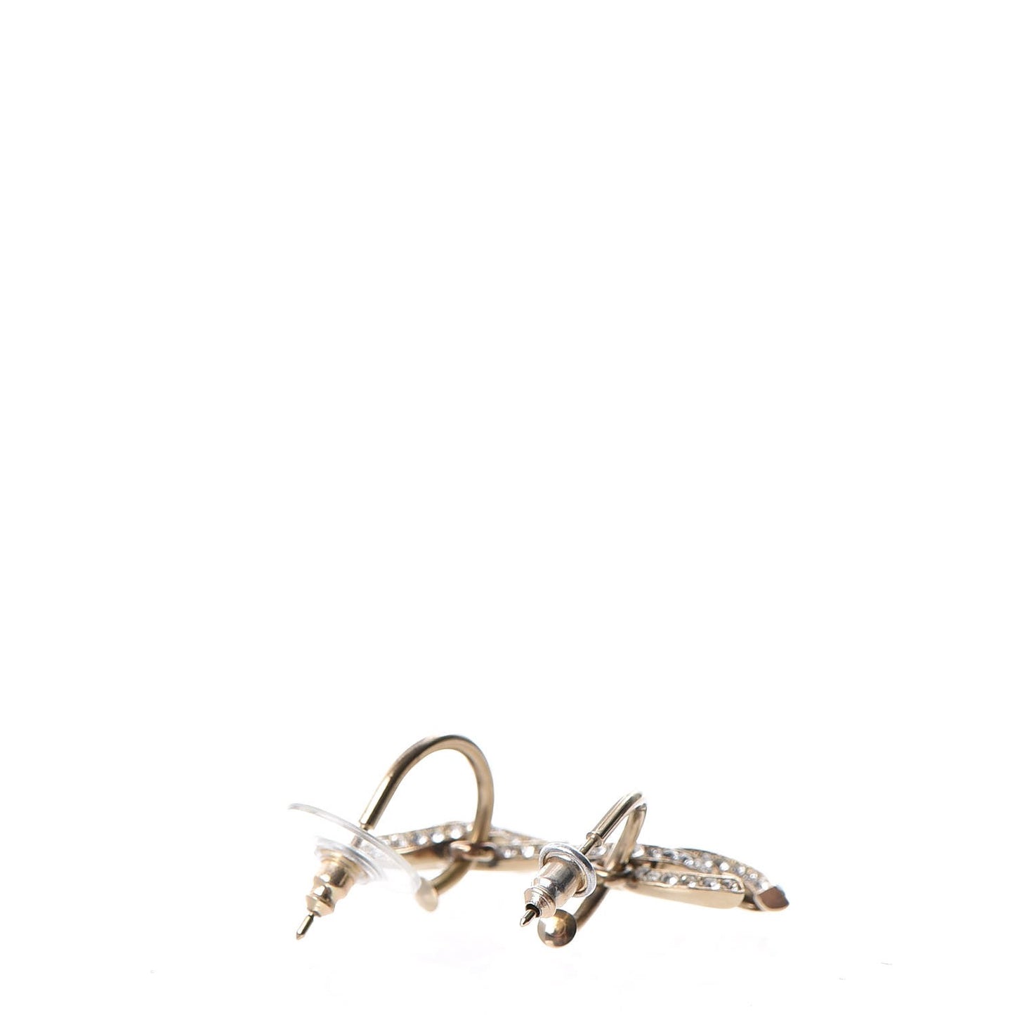 Crystal CC Dangle Earrings Gold