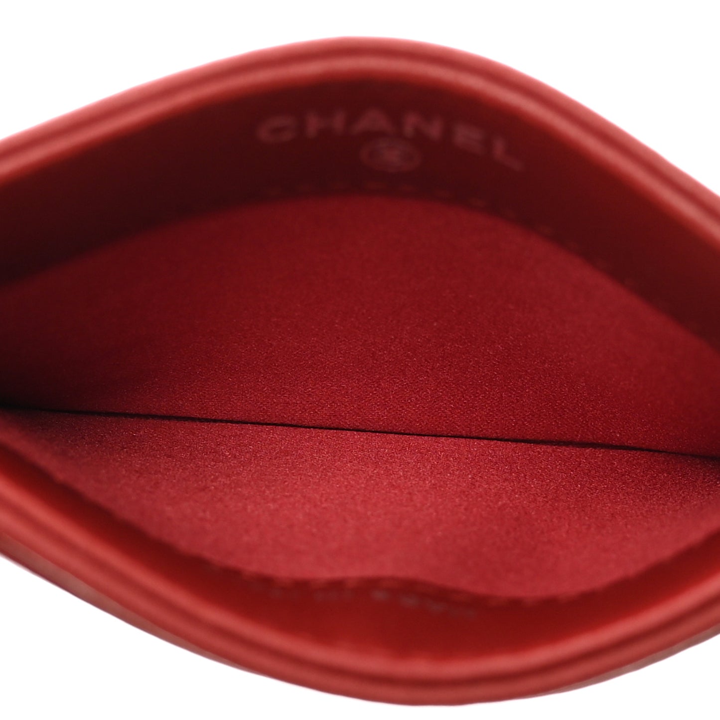 Lambskin Camellia Embossed Card Holder Red