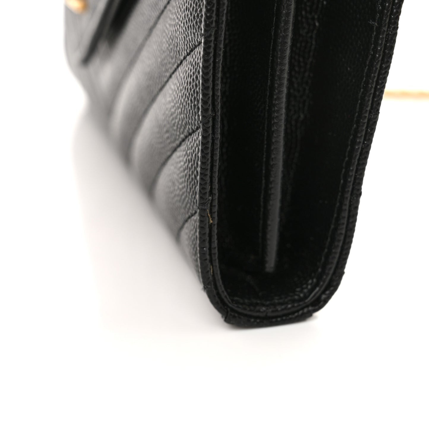 Grain De Poudre Matelasse Chevron Monogram Chain Wallet Black