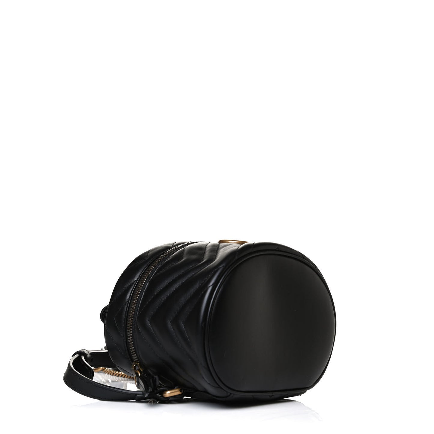 Calfskin Matelasse Mini GG Marmont Round Backpack Black