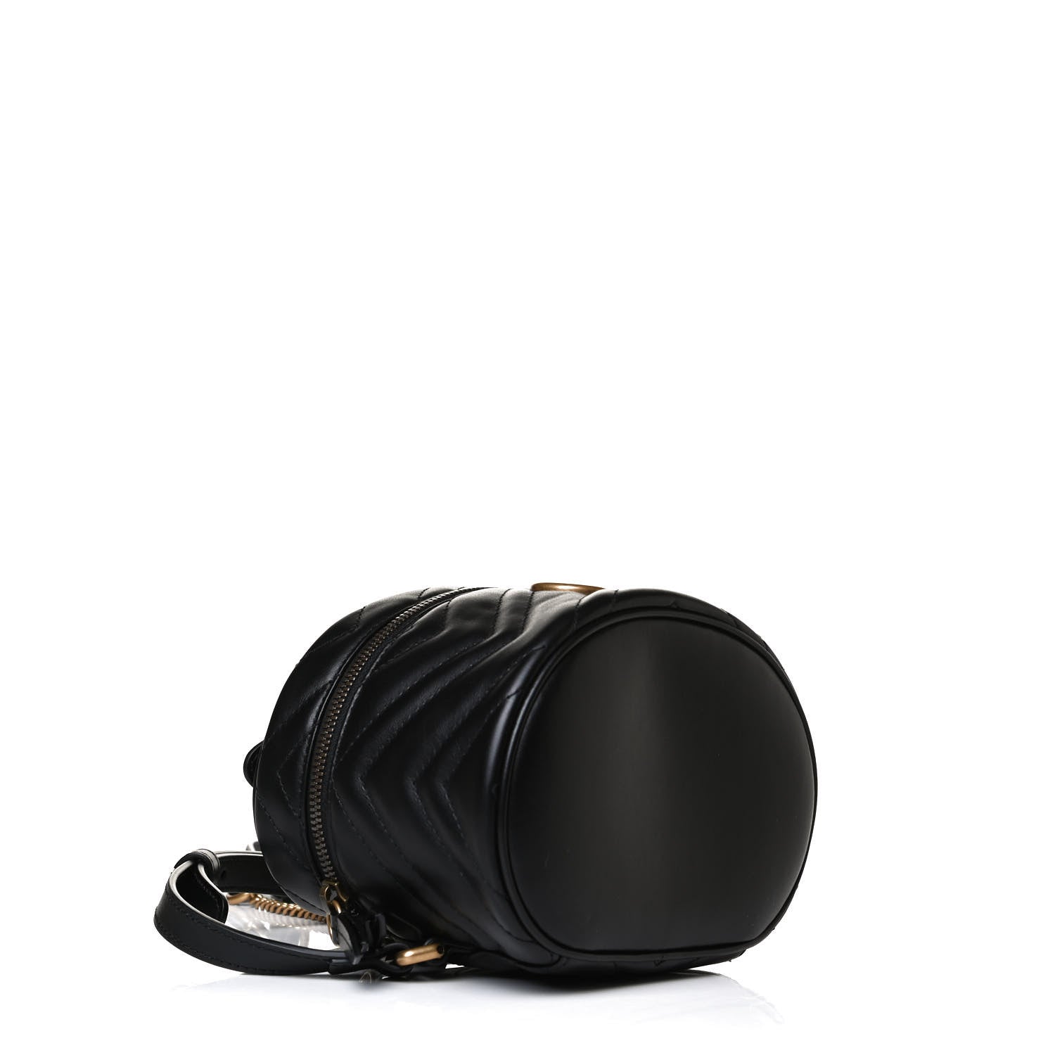 Gucci Calfskin Matelasse Mini GG Marmont Round Backpack Black 3 of 12