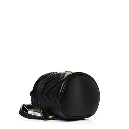 Gucci Calfskin Matelasse Mini GG Marmont Round Backpack Black 3 of 12