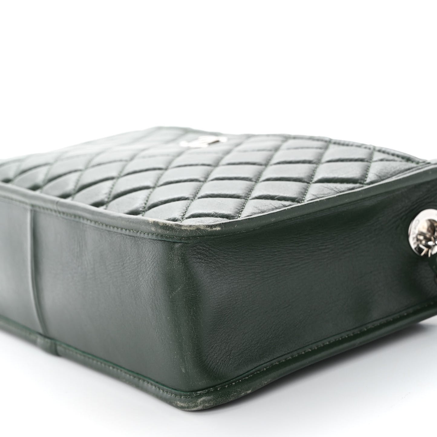 Aged Calfskin Quilted Large Working Vibe Camera Case Khaki