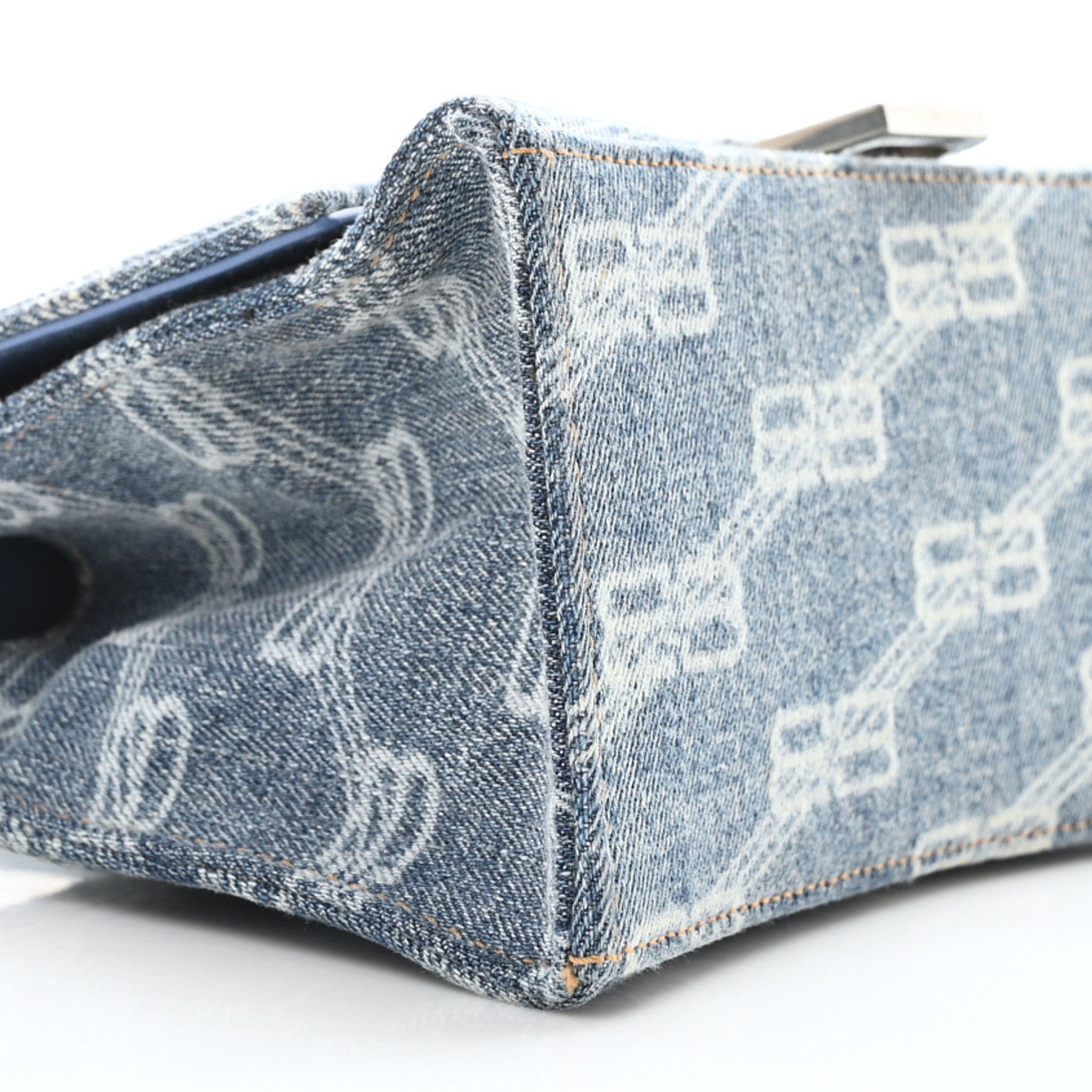 Balenciaga Denim BB Monogram Small Hourglass Top Handle Bag Blue 9 of 10