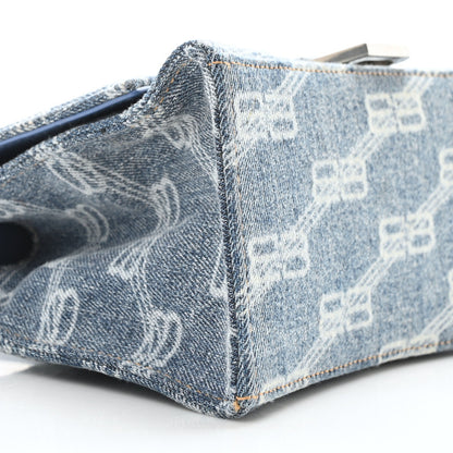 Balenciaga Denim BB Monogram Small Hourglass Top Handle Bag Blue 9 of 10