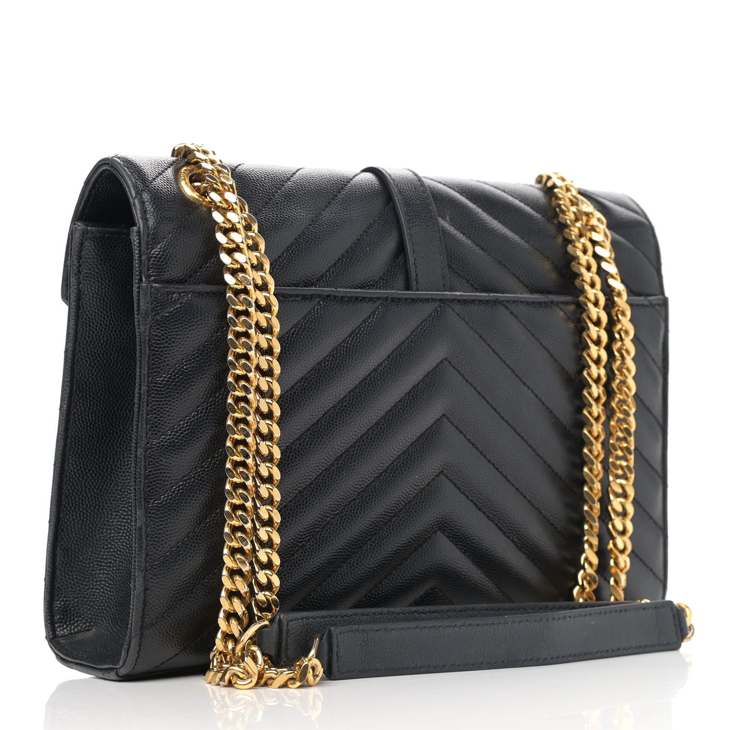 Saint Laurent Grain De Poudre Matelasse Chevron Medium Monogram Satchel Black 3 of 18