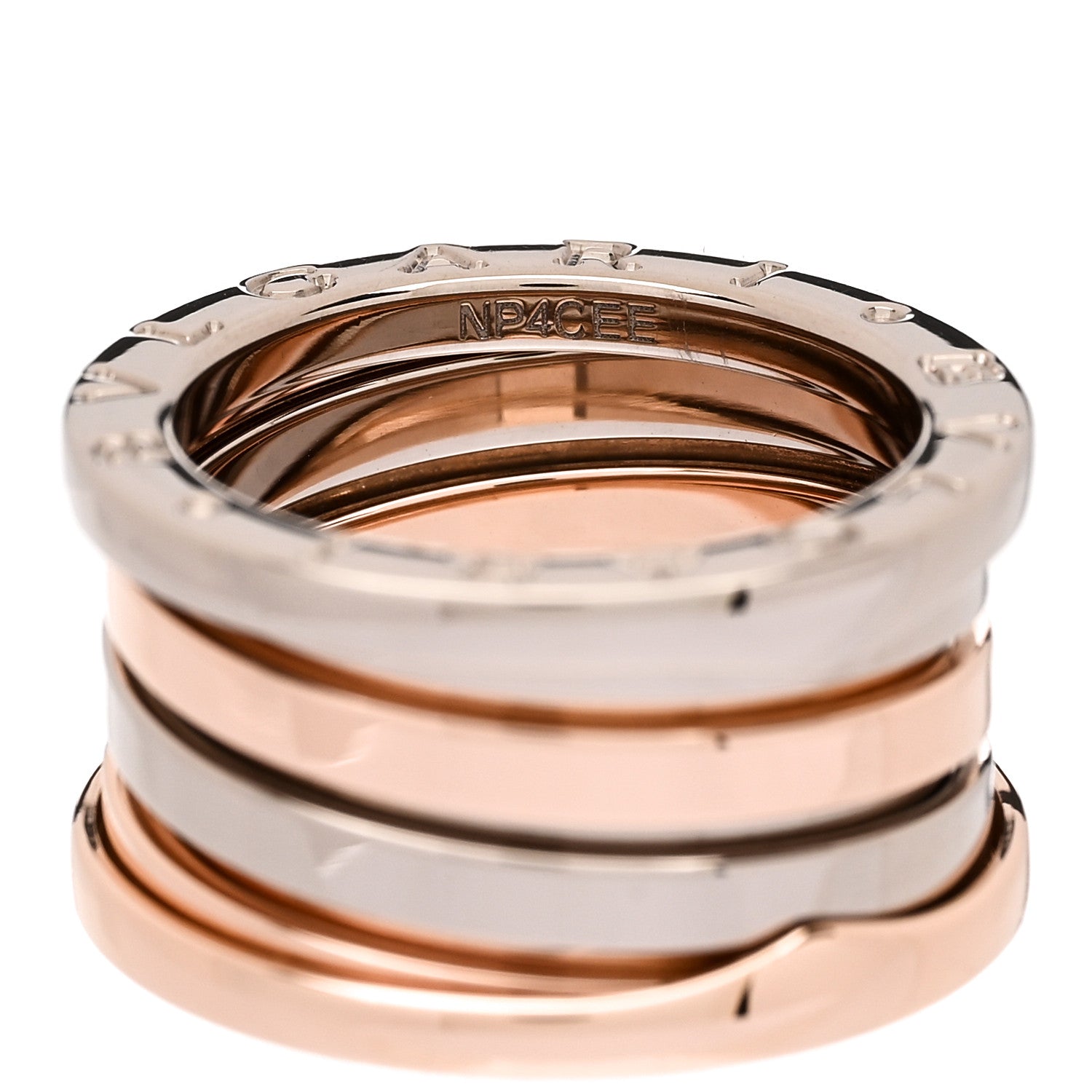 Bulgari 18K Rose White Gold Labyrinth B.Zero1 Four-Band Ring 50 5.25 6 of 7