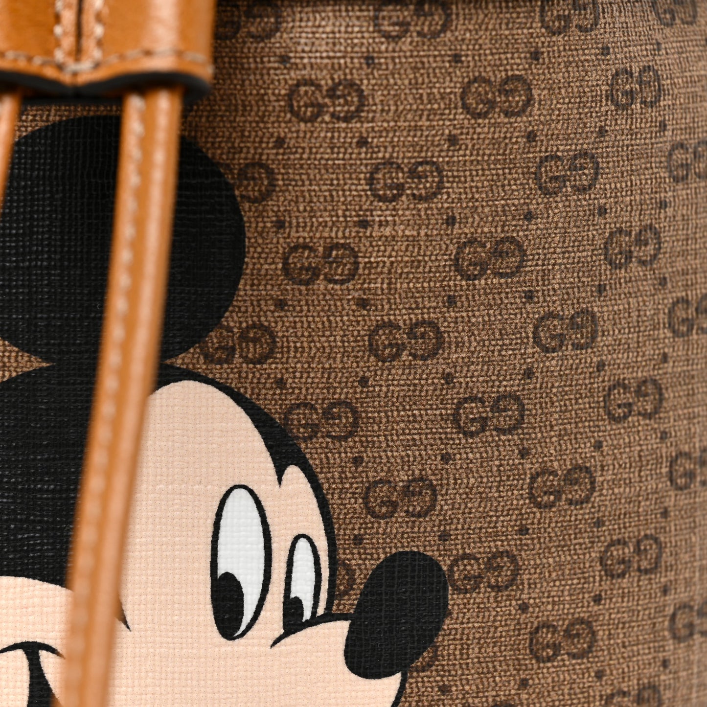 X DISNEY Mini Vintage GG Supreme Monogram Bucket Bag Beige Vintage Sun Oil