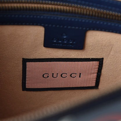 Gucci Calfskin GucciGhost Print GG Messenger Bag Blue Agata Hibiscus Red 6 of 11