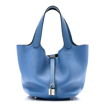 Hermes Taurillon Clemence Swift Picotin Lock 22 MM Bleu Paradis 1 of 10