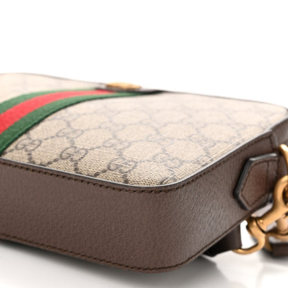 Gucci GG Supreme Monogram Textured Dollar Calfskin Web Ophidia Wristlet Shoulder Bag Beige Ebony New Acero 9 of 9