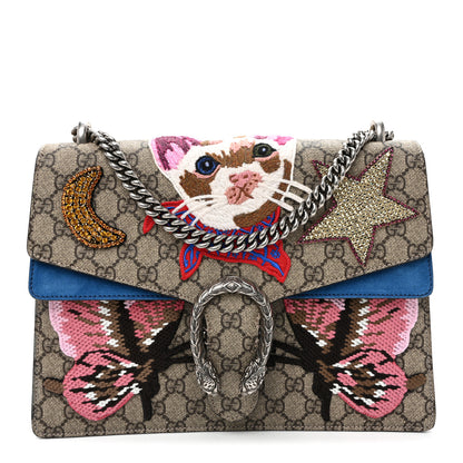 Gucci GG Supreme Monogram Embroidered Medium Dionysus Shoulder Bag Blue 1 of 12