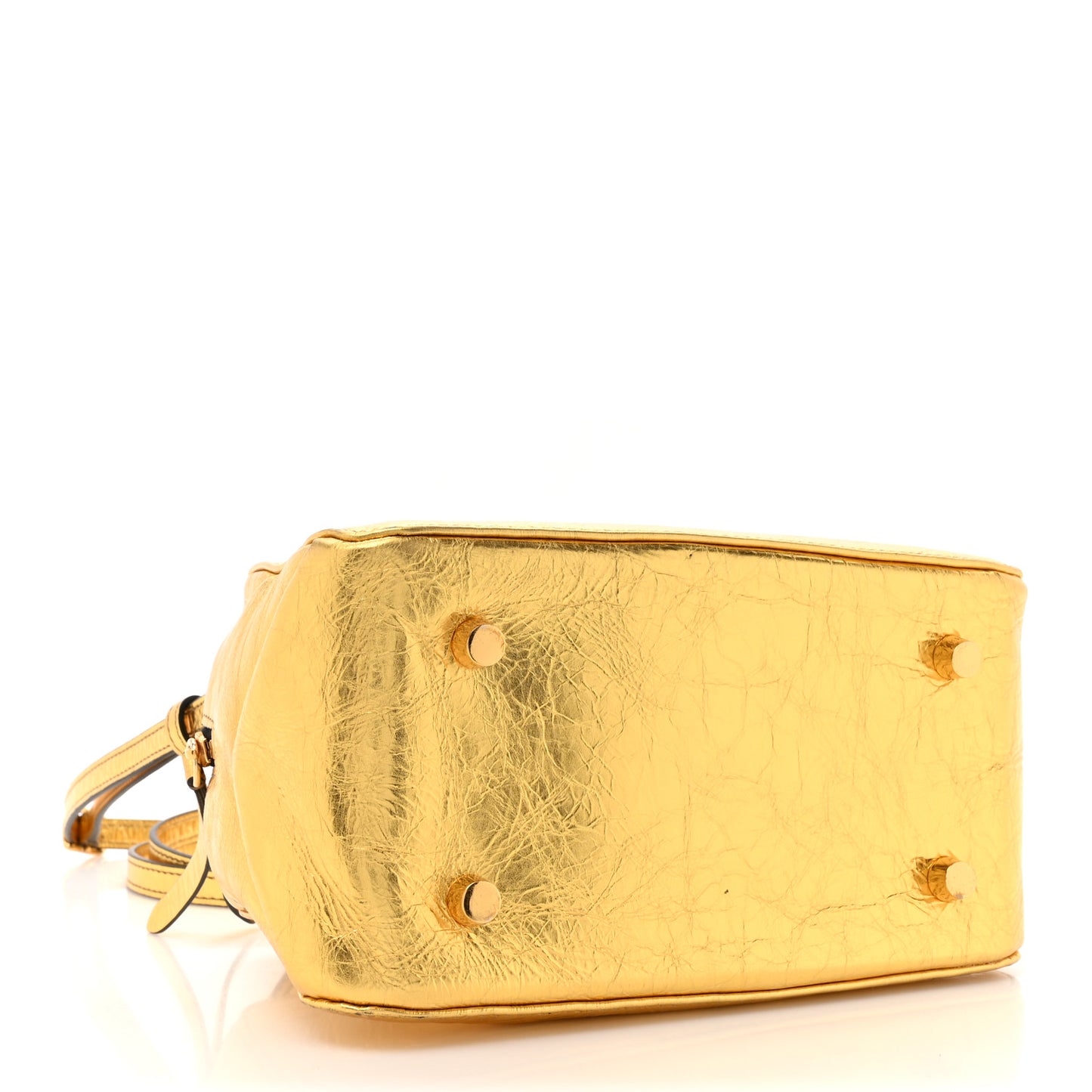 Metallic Calfskin Small Maeve Bag Gold
