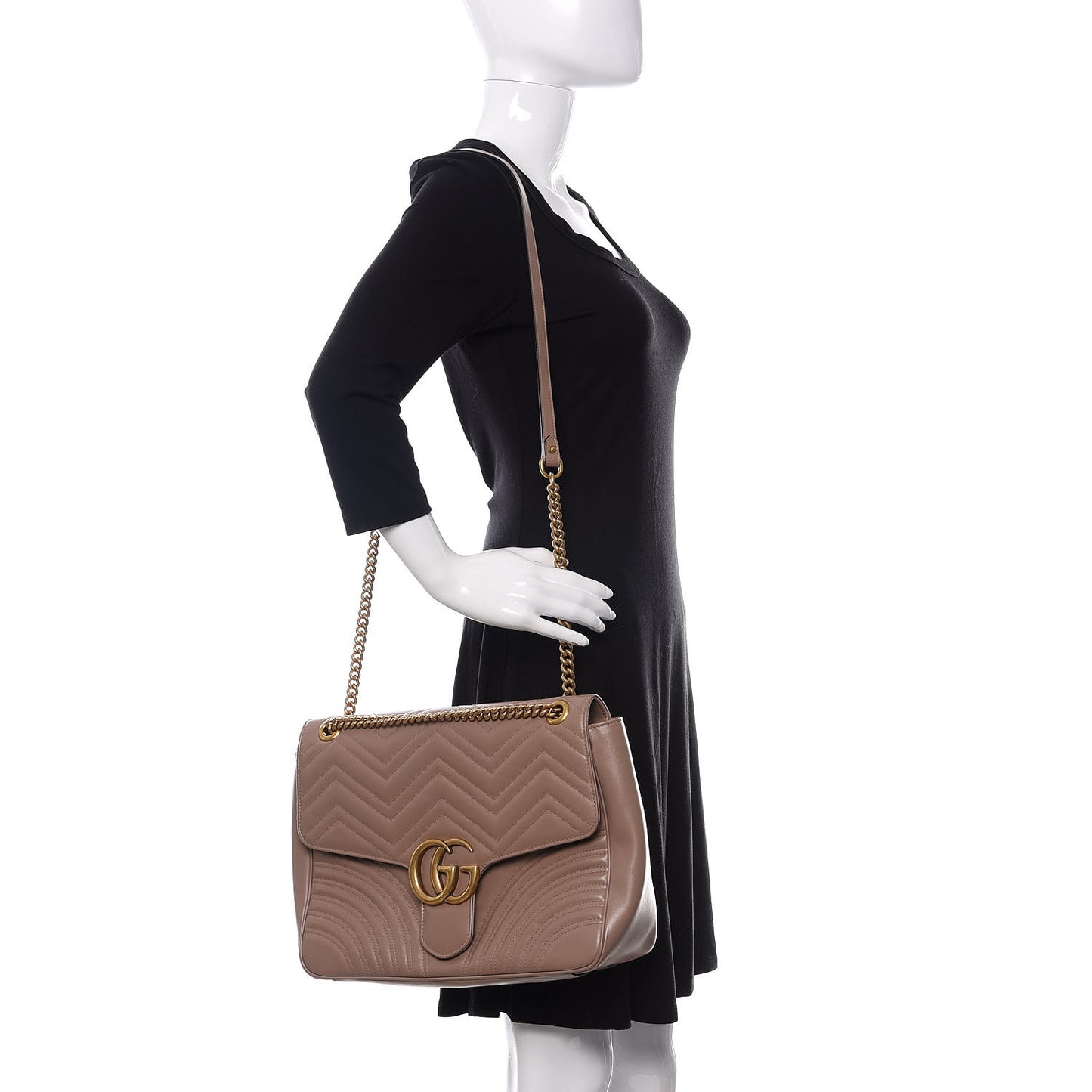 Calfskin Matelasse Large GG Marmont Shoulder Bag Porcelain Rose