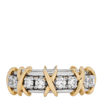 Tiffany Platinum 18K Yellow Gold Diamond Schlumberger Sixteen Stone Ring 53 6.5 1 of 6