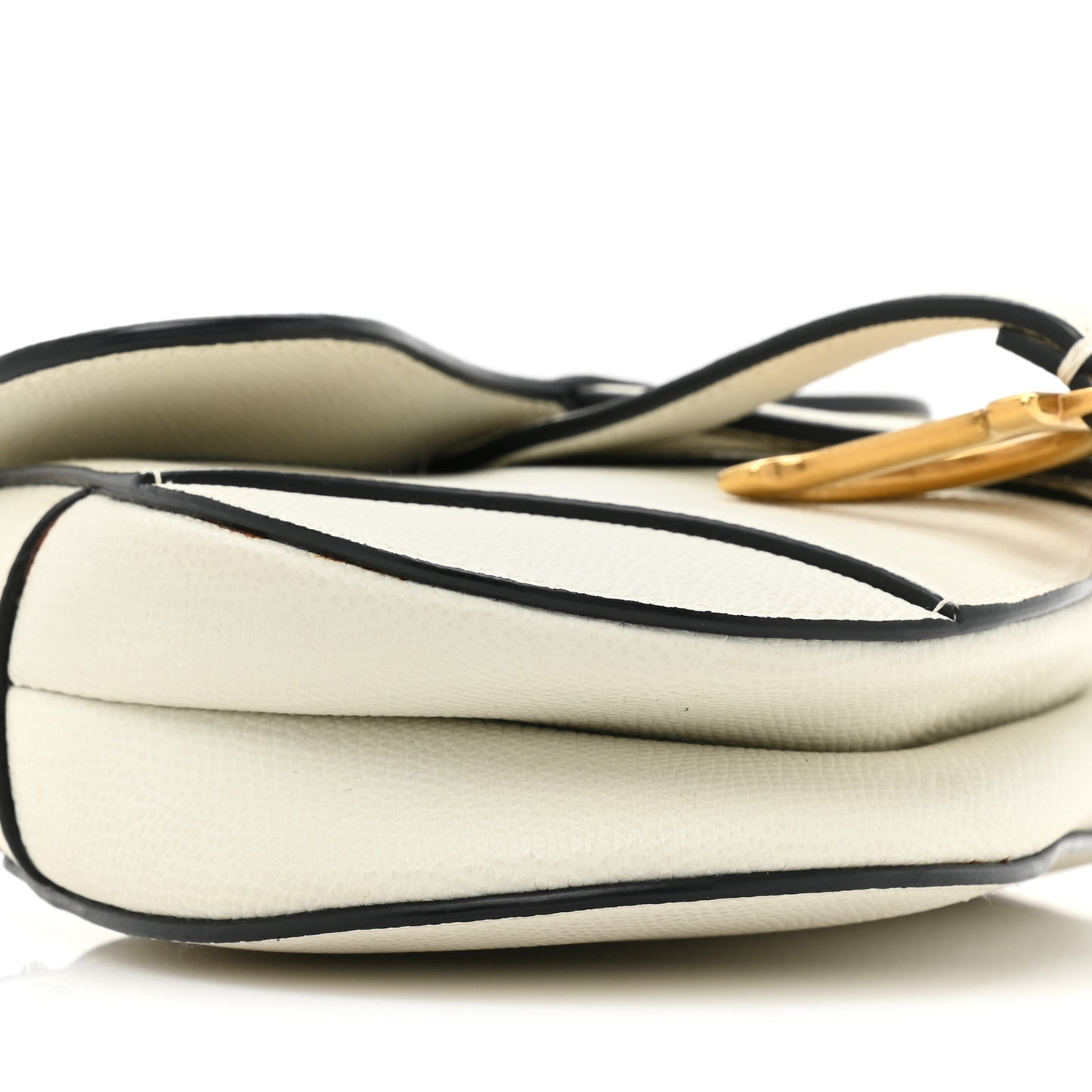 Grained Calfskin Mini Saddle Bag White