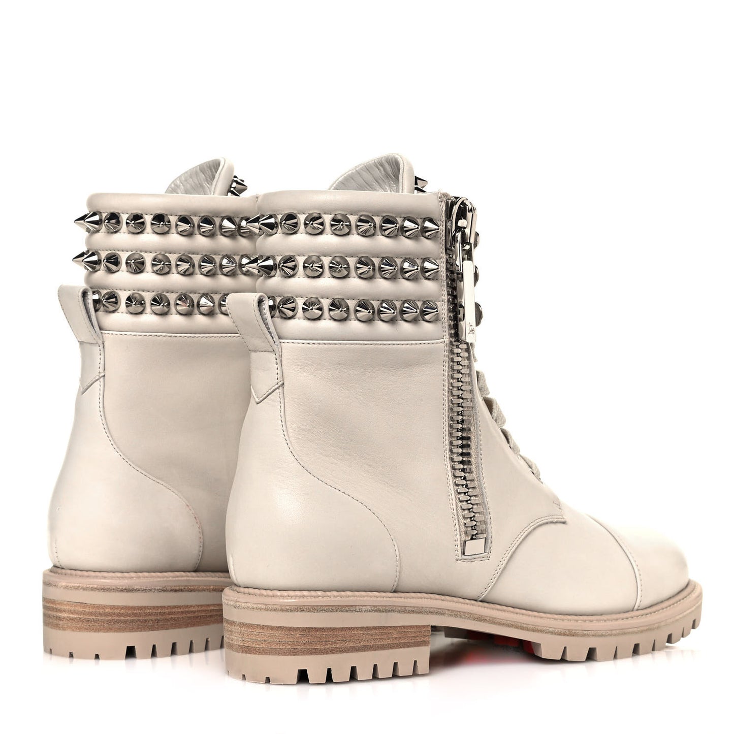 Calfskin Winter Spikes Combat Boots 37 White