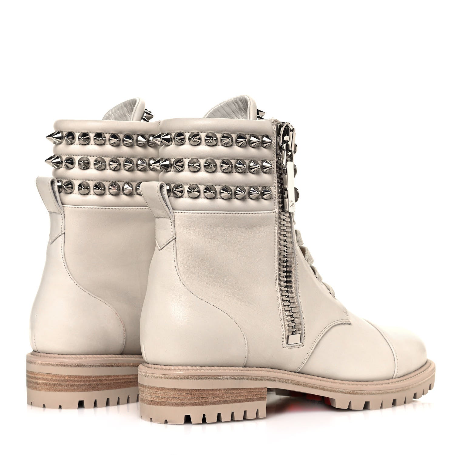 Christian Louboutin Calfskin Winter Spikes Combat Boots 37 White 4 of 9