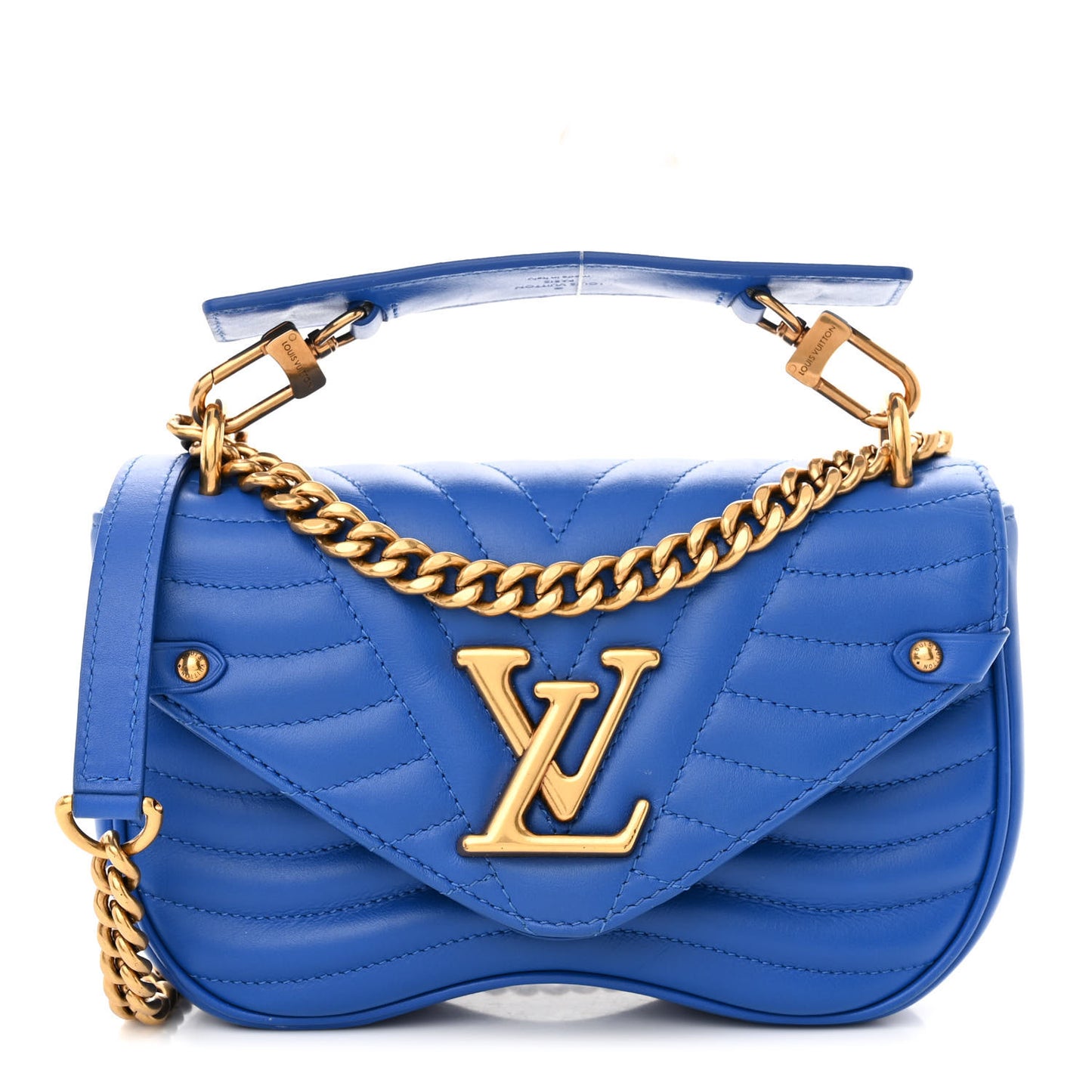 Calfskin New Wave Chain PM Blue Neon