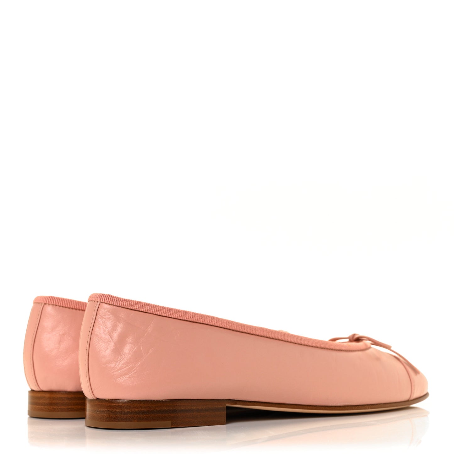 Crumpled Calfskin Cap Toe CC Ballerina Flats 36.5 Powder Pink