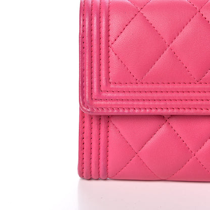 Chanel Lambskin Quilted Boy Flap Wallet Fuchsia 9 of 14