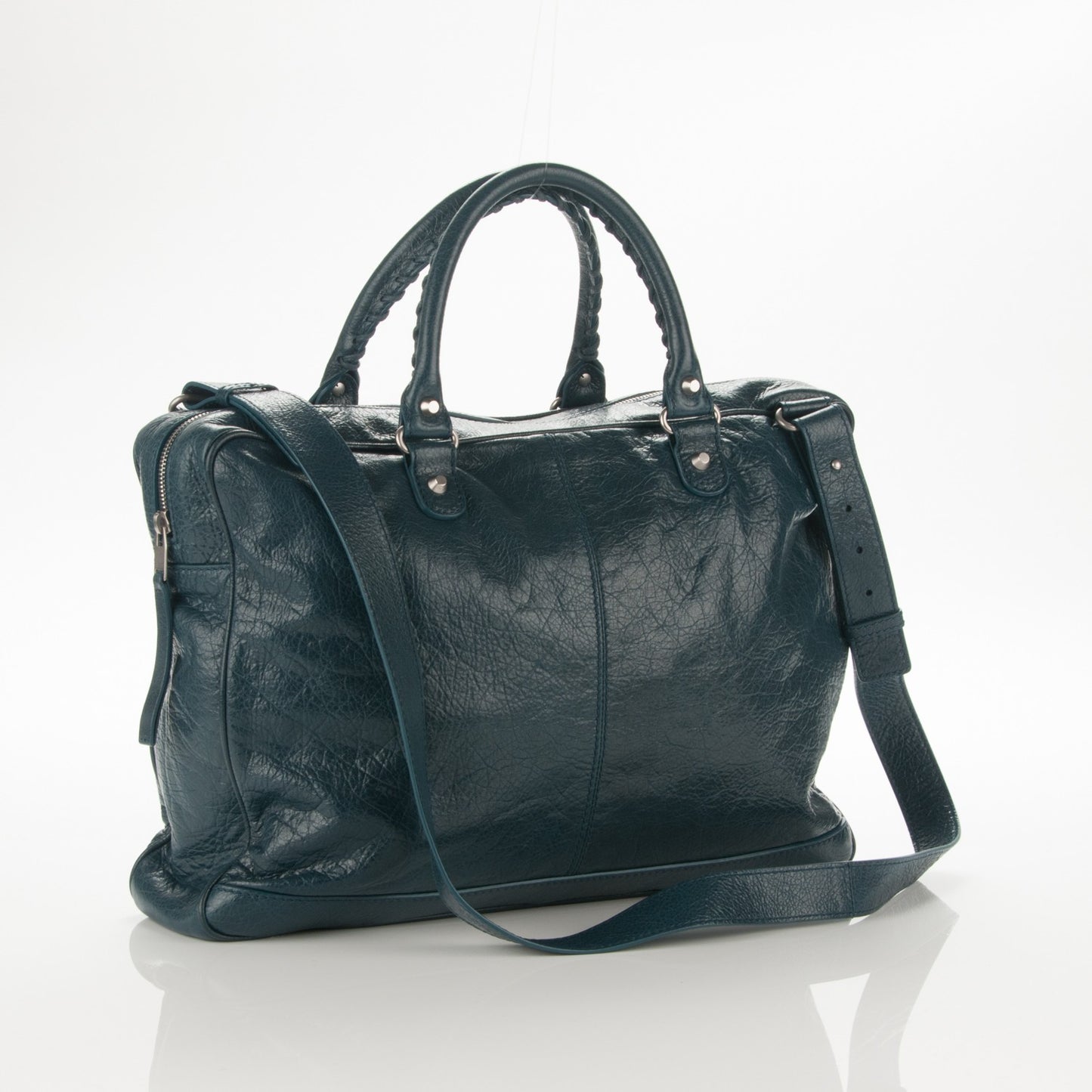 Agneau Classic Hardware Mens Mini Folder Strap Bag Bleu Obscur