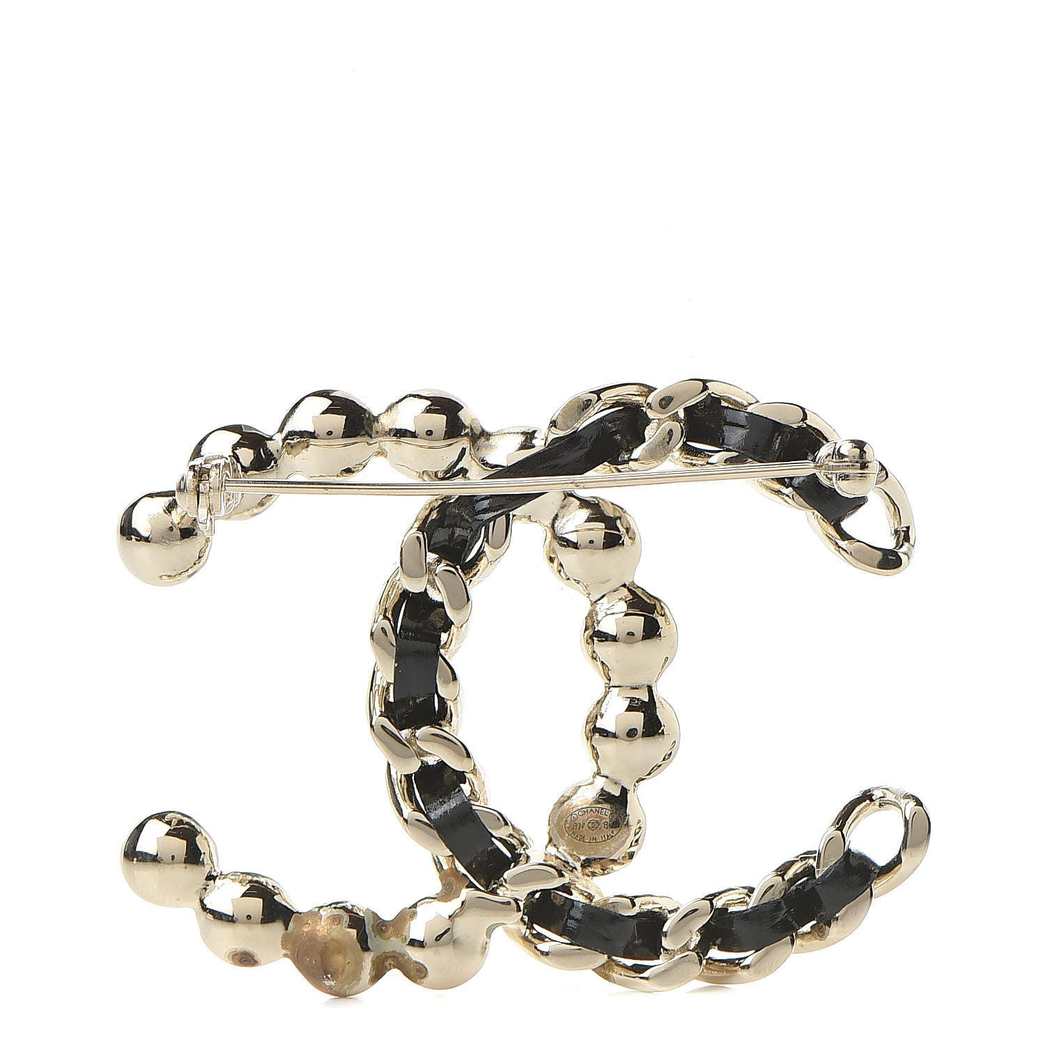 Chanel Lambskin Pearl CC Chain Brooch Black Gold 3 of 7