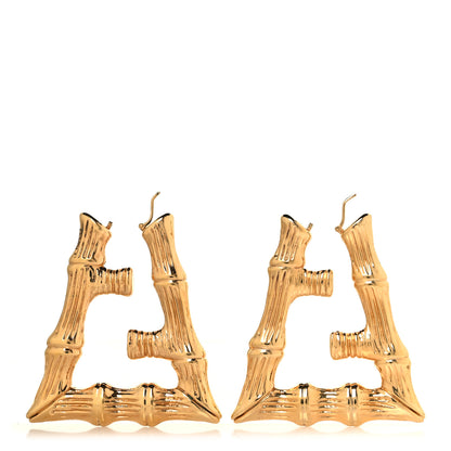 Fendi Metal FF Bamboo Hoop Earrings Gold 3 of 5